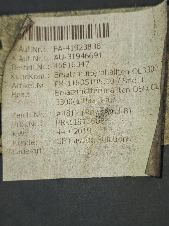 Geteilte Mutter für Druckgussmaschine Idra, TR330x10, 11505195.10, Druckguss Servive, neu