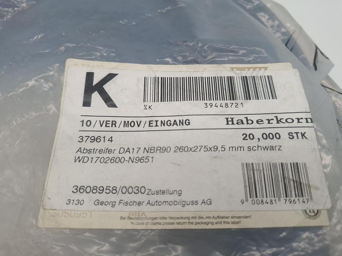 4 Stück Abstreifring DA17, NBR, 260/275x9,5, WD1702600-N9651, Trelleborg, neu