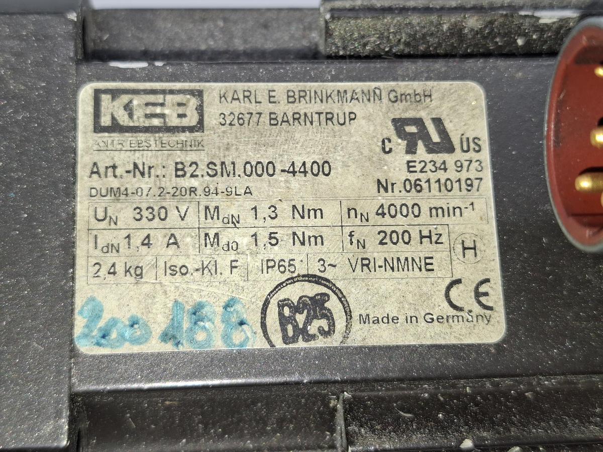 Servomotor, 330V, 4000 rpm, B2.SM.000-4400, KEB, gebraucht