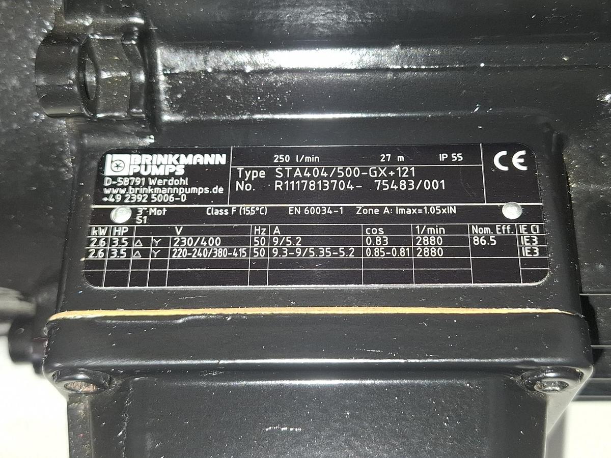 Eintauchpumpe, 250L/Min, 27m, STA404/500-GX+121, Brinkmann Pumps, neuwertig