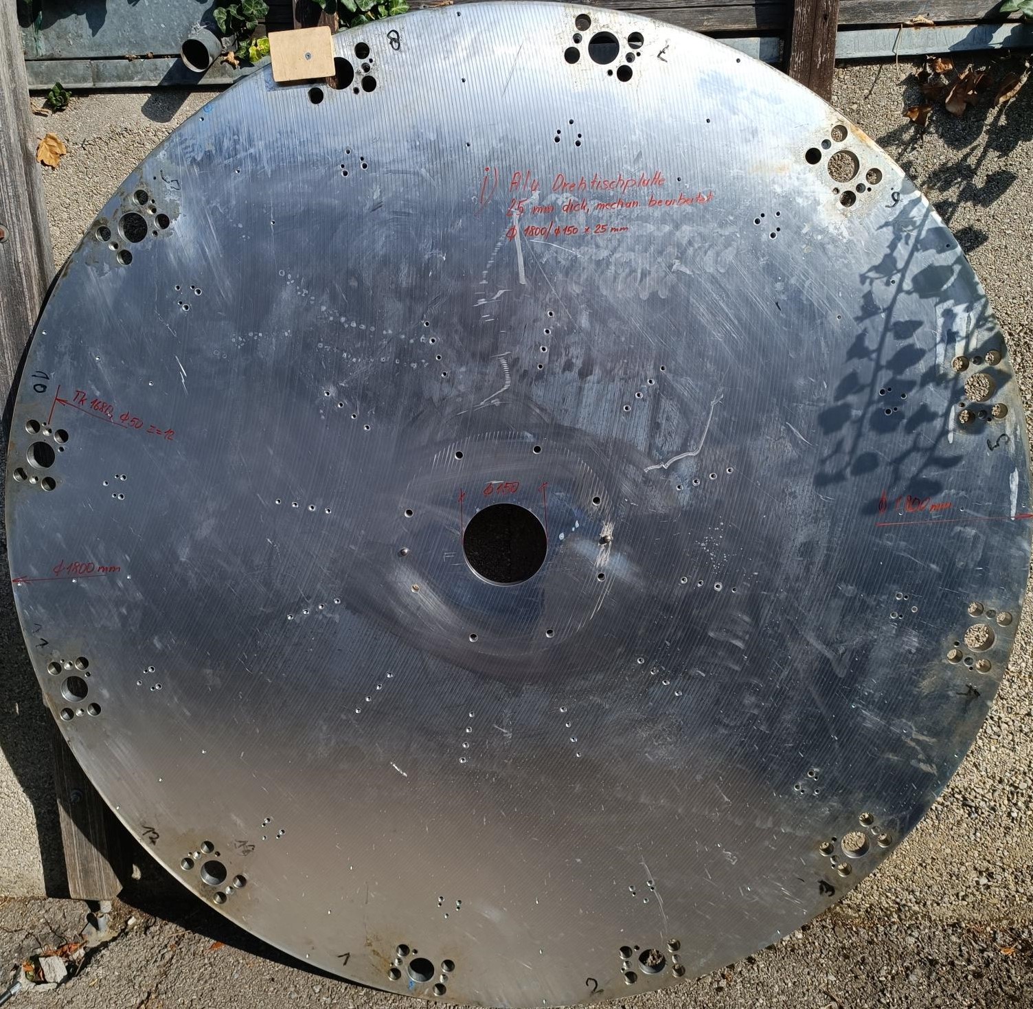 Gebraucht Gerade Aluminiumplatte, Konstruktionsalu, 25mm dick, D1800/D150x25mm, 163kg , gebraucht
