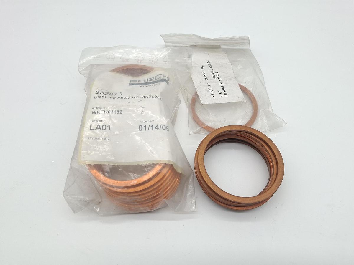 28 Stück Cu Dichtringe, DIN7603, A60/70x3mm, 932873, Frech/Müller Weingarten, neu