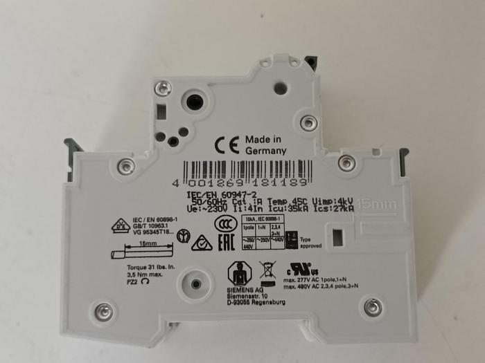 Gebraucht 5 Stück Leistungsschalter, 230/400V, 5SY4106-6 MCB B6, Siemens, neuwertig -40%