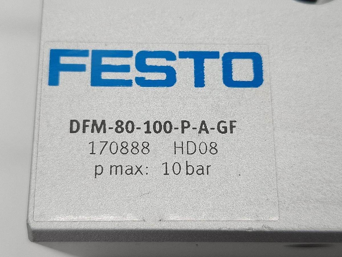 Doppelt geführter Zylinder, Hub 100mm, DFM-80-100-P-A-GF, 170888, Festo, neu