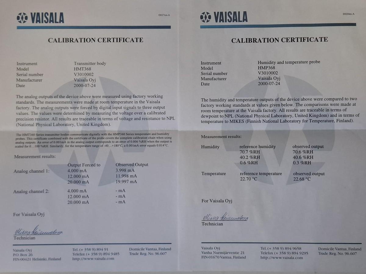 Feuchte- und Temperaturmesswertgeber Humicap HMP 368, Vaisala, neuwertig