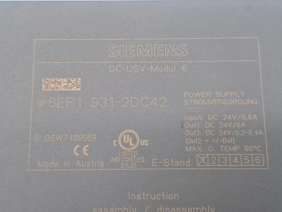 Gebraucht 2 Stück SITOP DC-USV-Modul, 6EP1 931-2DC42, Siemens, gebraucht-Funktionszusicherung