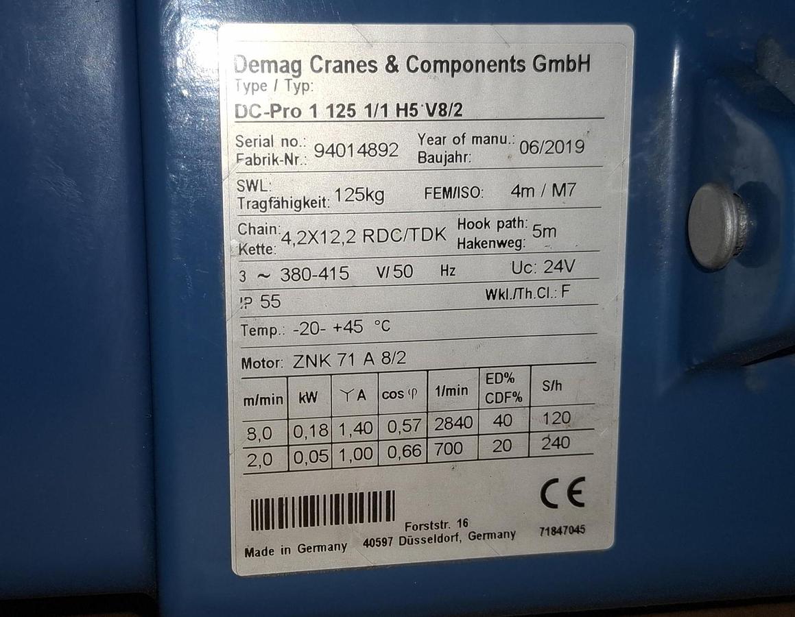 Gebraucht Kettenzug, elektrisch, 125kg DC-Pro1 125 1/1 H5 V8/2, Demag, gebraucht-Top