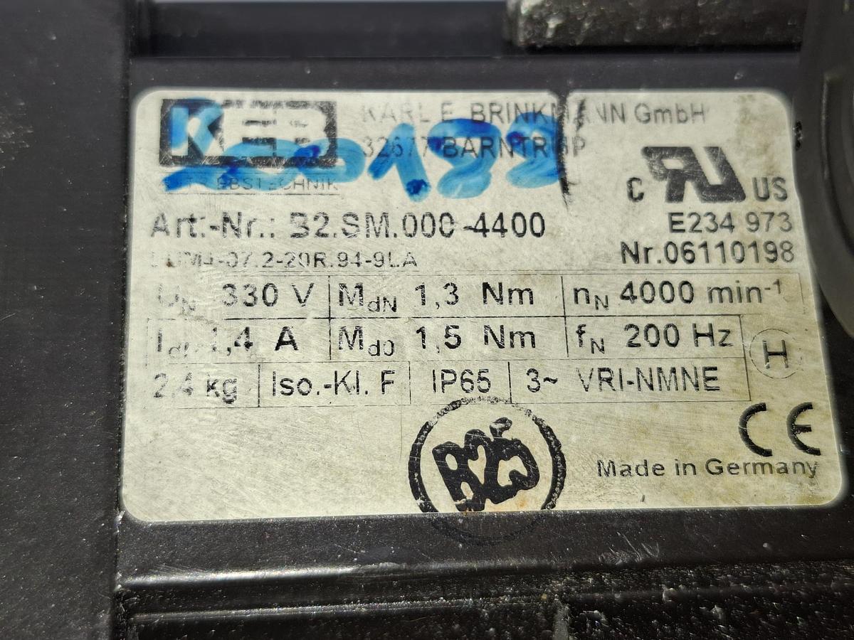 Servomotor, 330V, 4000 rpm, B2.SM.000-4400, KEB, gebraucht
