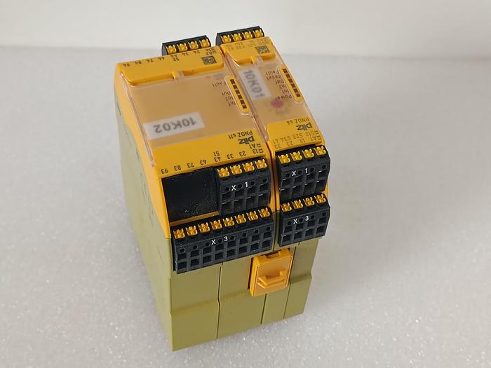 Gebraucht 2 Stück Sicherheitsrelais verbunden, Pnoz s4 + PNOZ s11, Pilz, gebraucht-Top