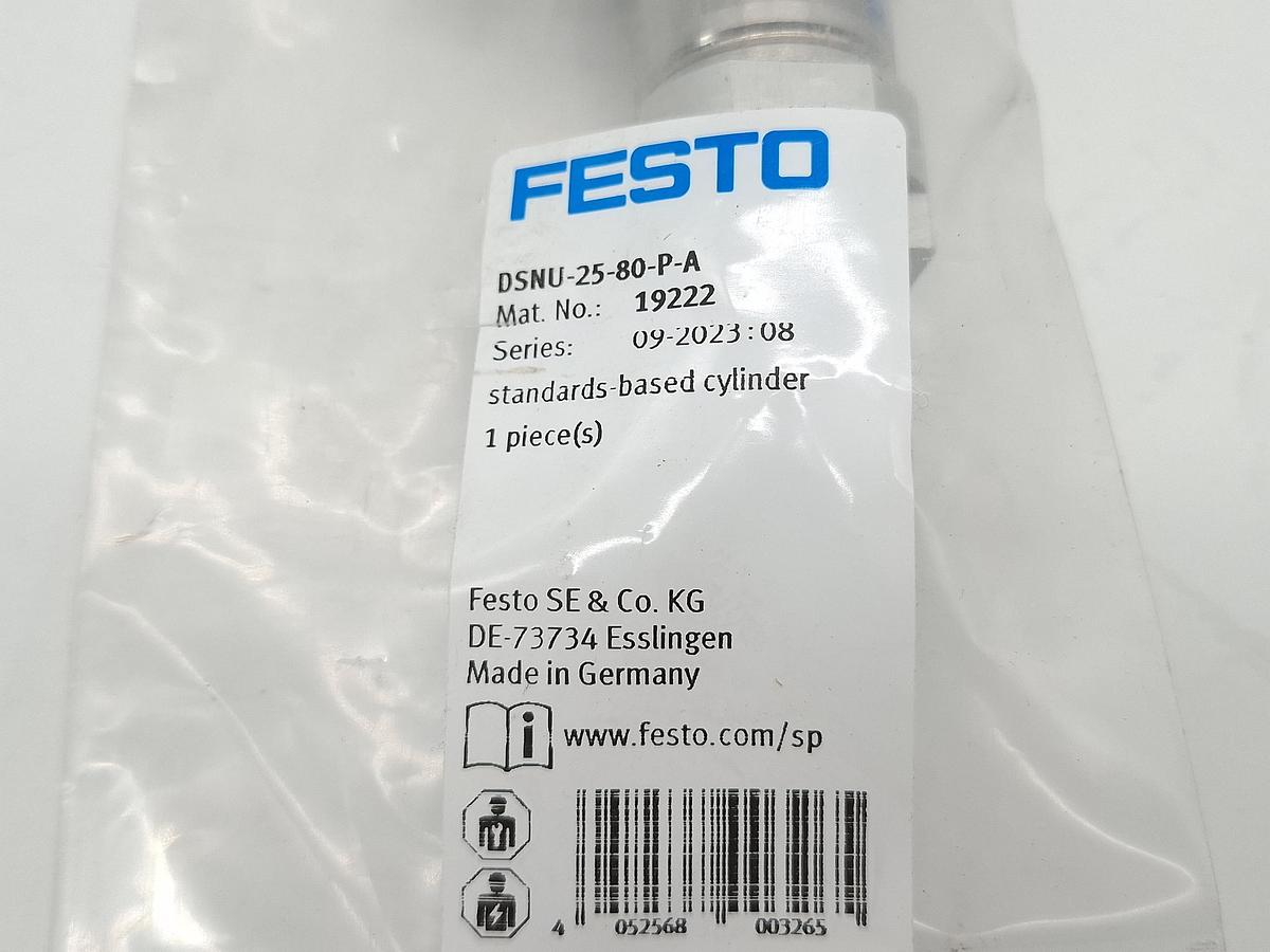 2 Stück Druckluftzylinder, Hub 80mm, DSNU-25-80-P-A, 19222, Festo, neu
