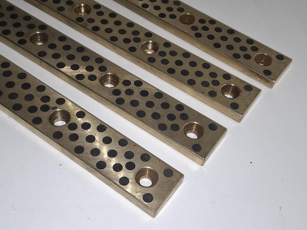 2 Stück Bronze Gleitlagerplatte mit Graphiteinsätzen, 350x35x10mm, , neu