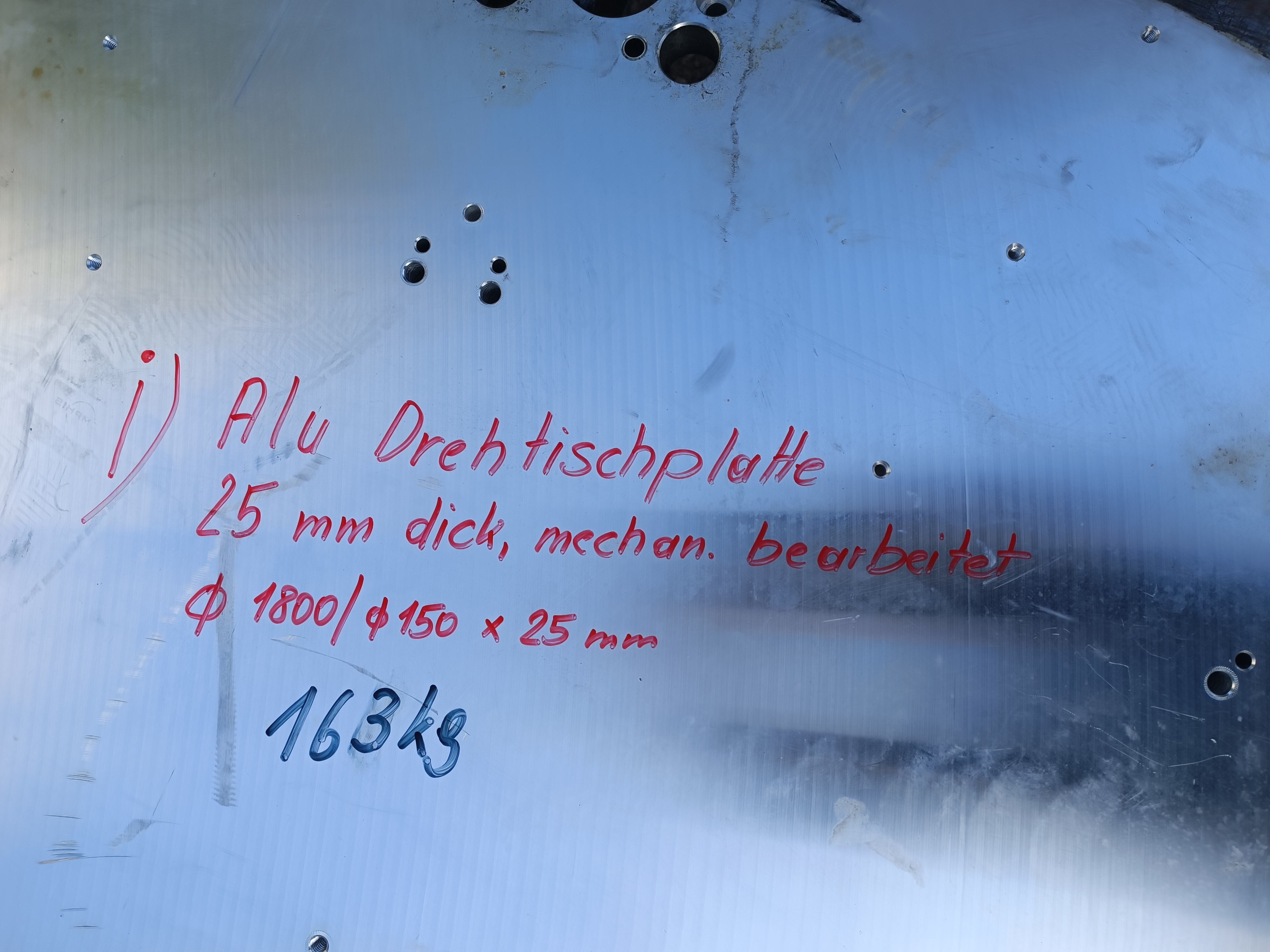 Gebraucht Gerade Aluminiumplatte, Konstruktionsalu, 25mm dick, D1800/D150x25mm, 163kg , gebraucht