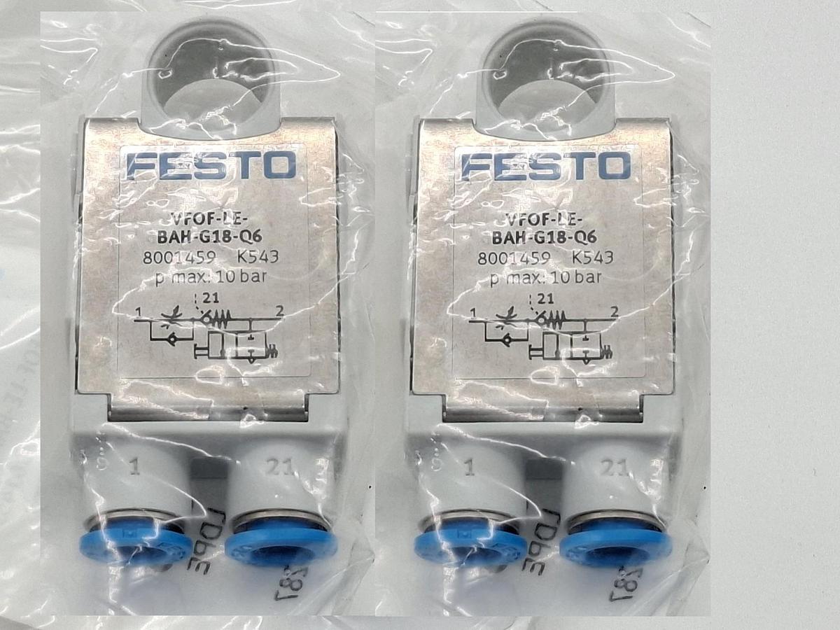 2 Stück Drossel- Rückschlagventil, 8001459, VFOF-LE-BAH-G18-Q6 Festo, neuwertig