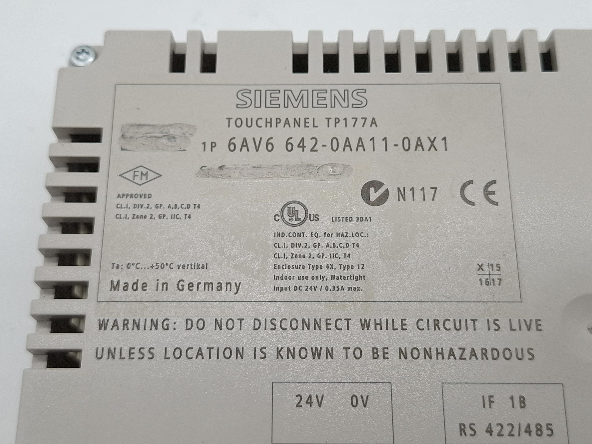 Gebraucht Simatic Touchpanel, TP177A, 6AV6 642-0AA11-0AX1, Siemens, gebraucht-Funktionszusicherung