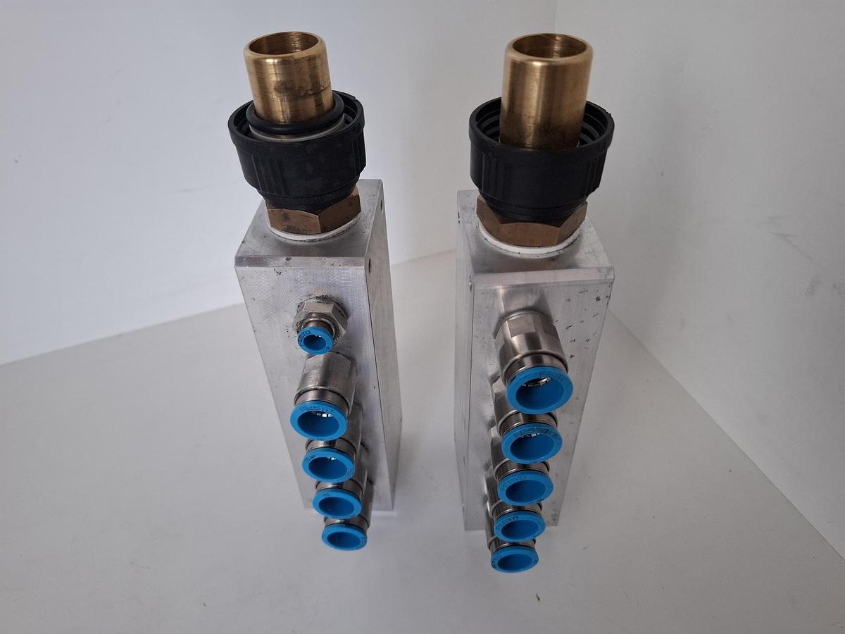Gebraucht 1 Stück Alu Druckluftverteiler,  D28 auf 5xD16mm, , gebraucht