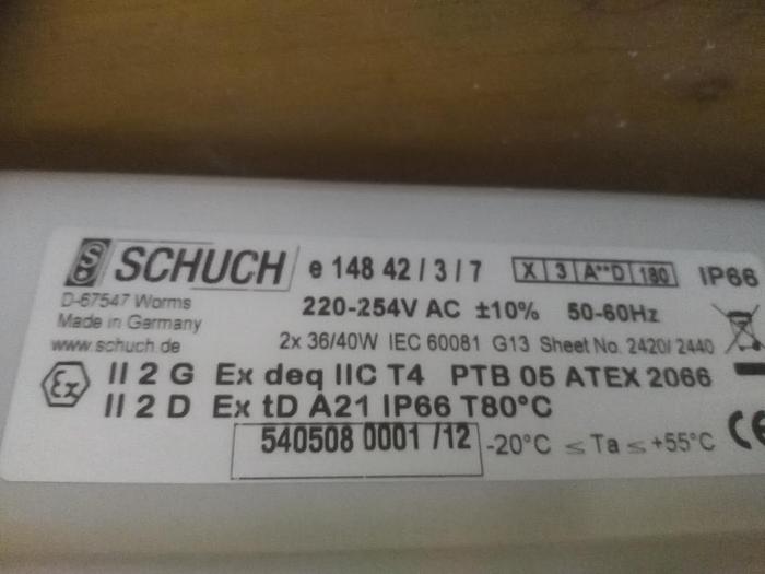 Ex geschützte Notlicht Wannenleuchte, 7Ah Akku, e14842/3/7, Schuch, neuwertig -90%
