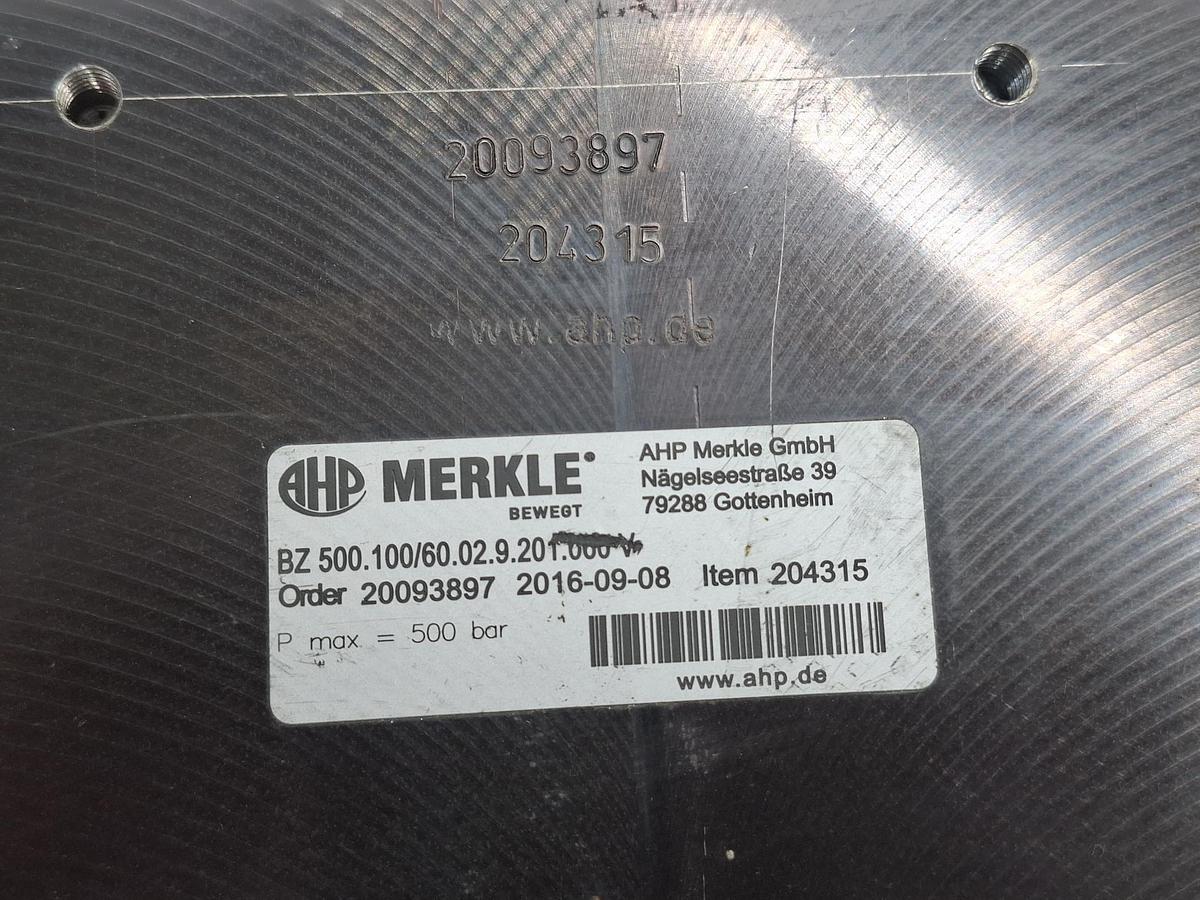 Blockzylinder, Hub 60mm, 40kg, Kolben D100mm, BZ 500.100/60.02.9.201.060 V, Merkle, neu