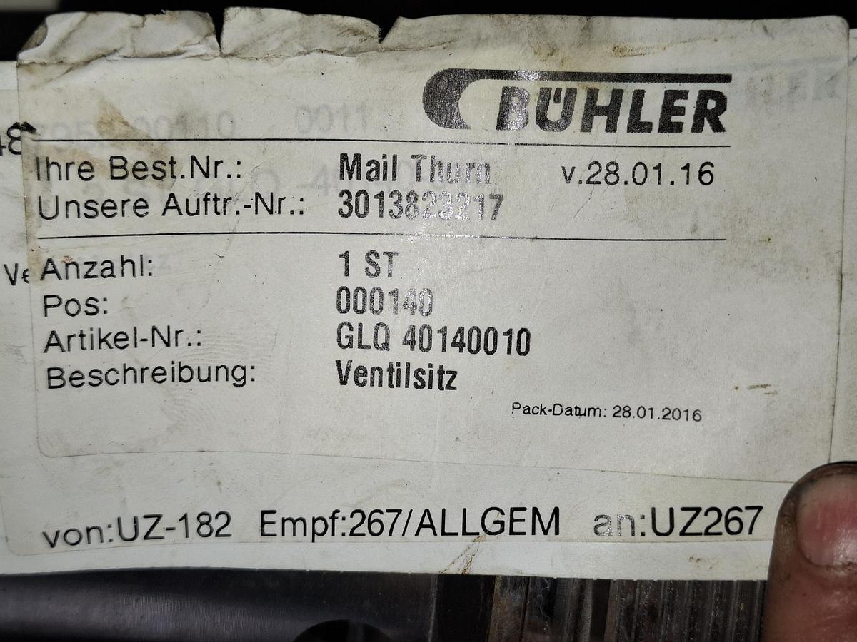 Ventilsitz für Bühler Druckgussmaschine, GLQ40140010, Bühler, neu