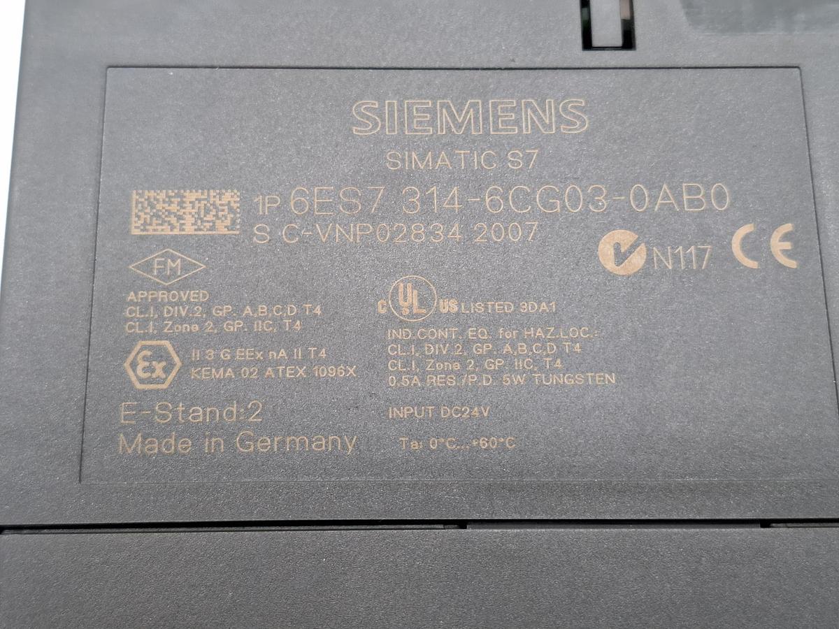 Gebraucht S7 CPU 314C-2 DP, 6ES7 314-6CG03-0AB0, Siemens, gebraucht-Funktionszusicherung