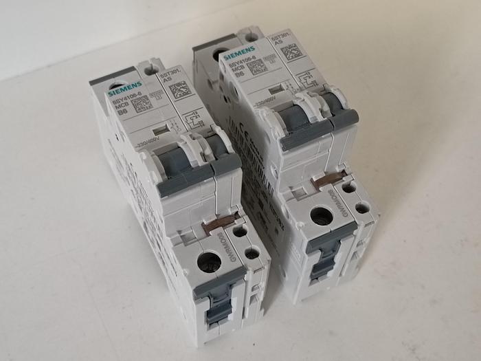 Gebraucht 5 Stück Leistungsschalter, 230/400V, 5SY4106-6 MCB B6, Siemens, neuwertig -40%