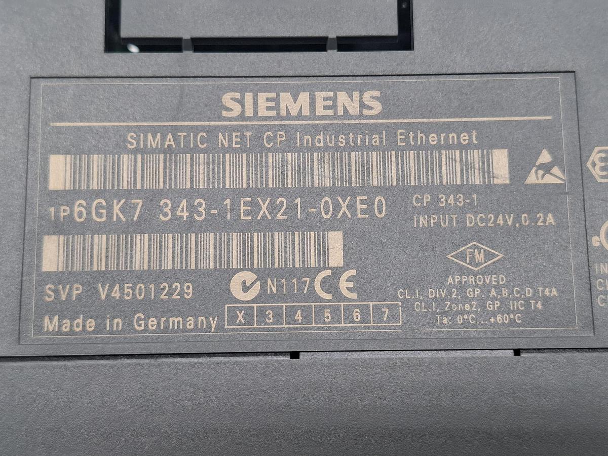 Gebraucht Prozessor CP343-1, 6GK7 343-1EX21-0XE0, Siemens, gebraucht-Funktionszusicherung