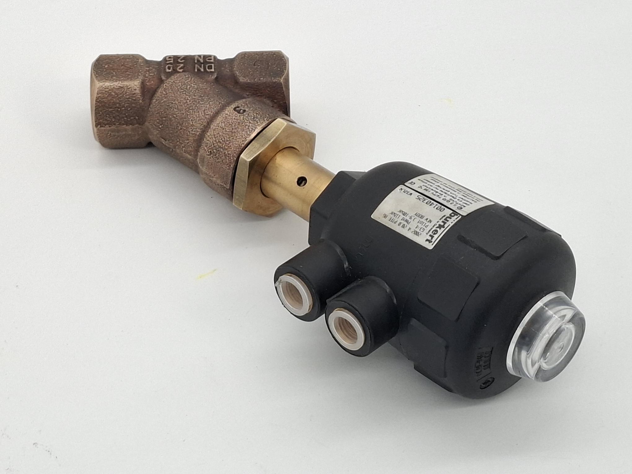 Schrägsitzventil, 2002 A PTFE RG, 10bar, DN20, PN25, G3/4", 140325, Bürkert, neuwertig