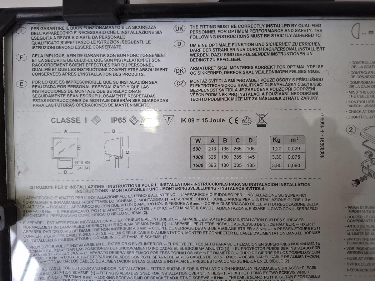 Halogenfluter Spider, Classe 1, IP65, 250V, 1000-80, SBP, neu