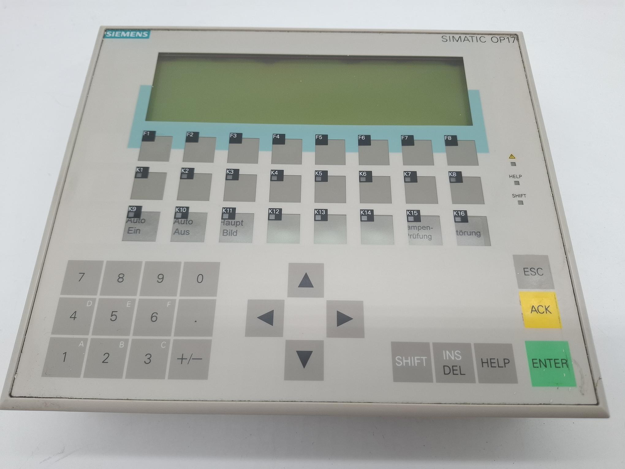 Gebraucht Operator panel, OP17-DP, 6AV3 617-1JC20-0AX1, Siemens, gebraucht-Funktionszusicherung