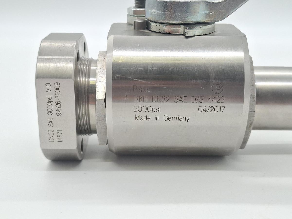Edelstahl Kugelhahn, RKH DN32 SAE D/S, 3000psi, Pister, neu