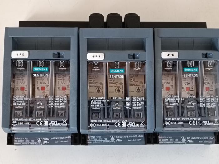 Gebraucht 3 Stück Lasttrenner + Sammelschiene, 3NP1123-1CA20, Siemens, neuwertig -40%