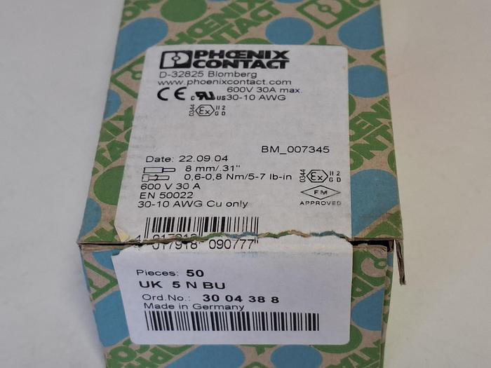 49 Stück Reihenklemmen, UK5 N BU, Phönix, neu