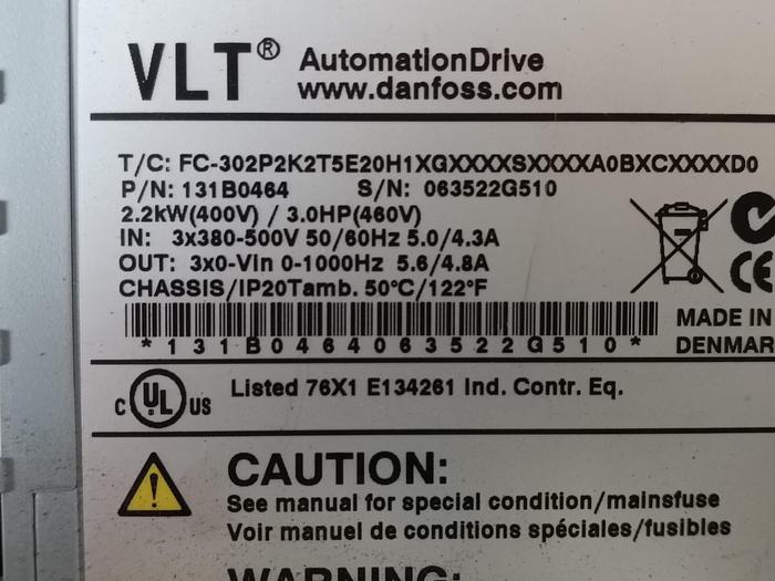Gebraucht Frequenzumrichter, 2,2 KW, getestet, VLT FC-302P2K2T5E20H1XG… Danfoss, gebraucht