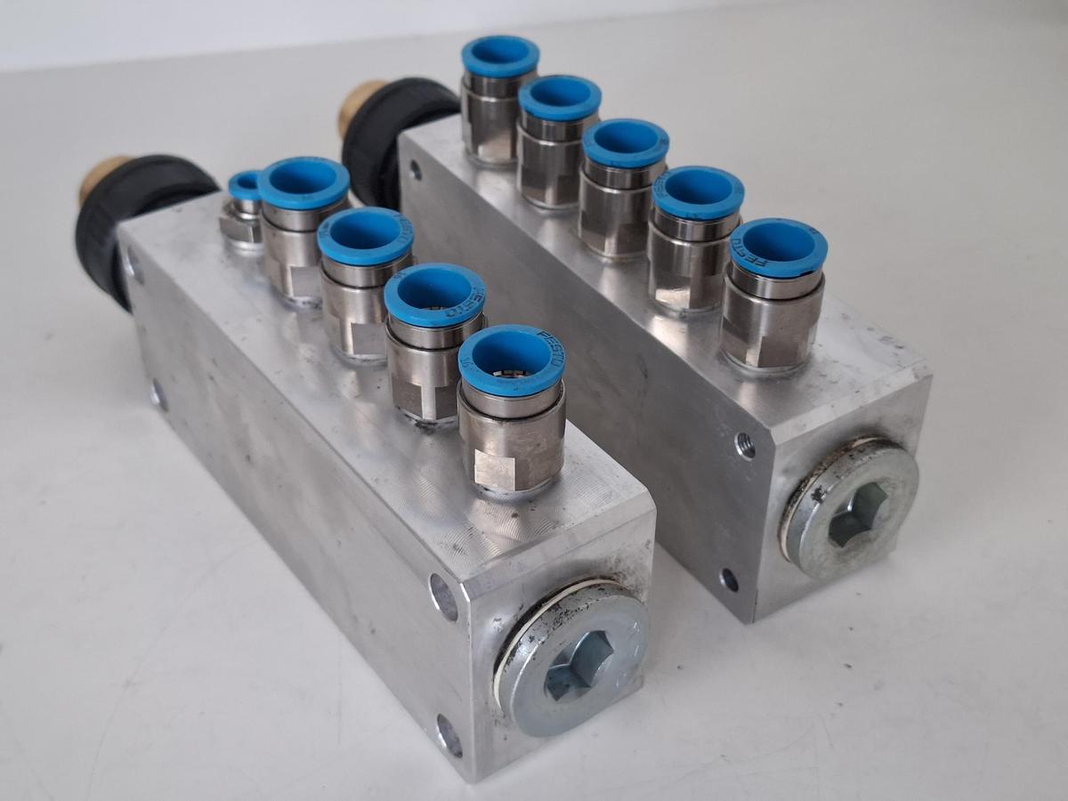 Gebraucht 1 Stück Alu Druckluftverteiler,  D28 auf 5xD16mm, , gebraucht