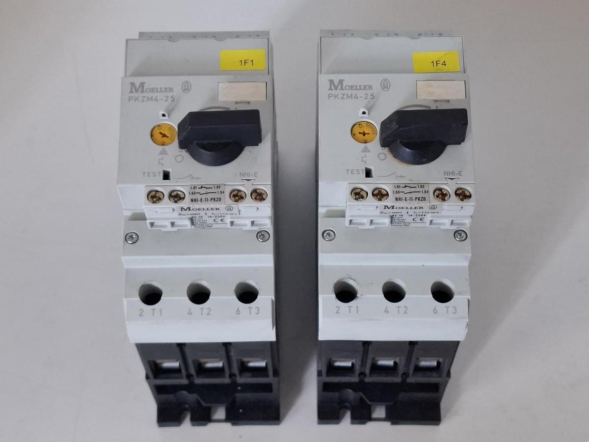 Gebraucht 2 Stück Motorschutzschalter, PKMZ4-25 NHI-E, Möller / Eaton, gebraucht