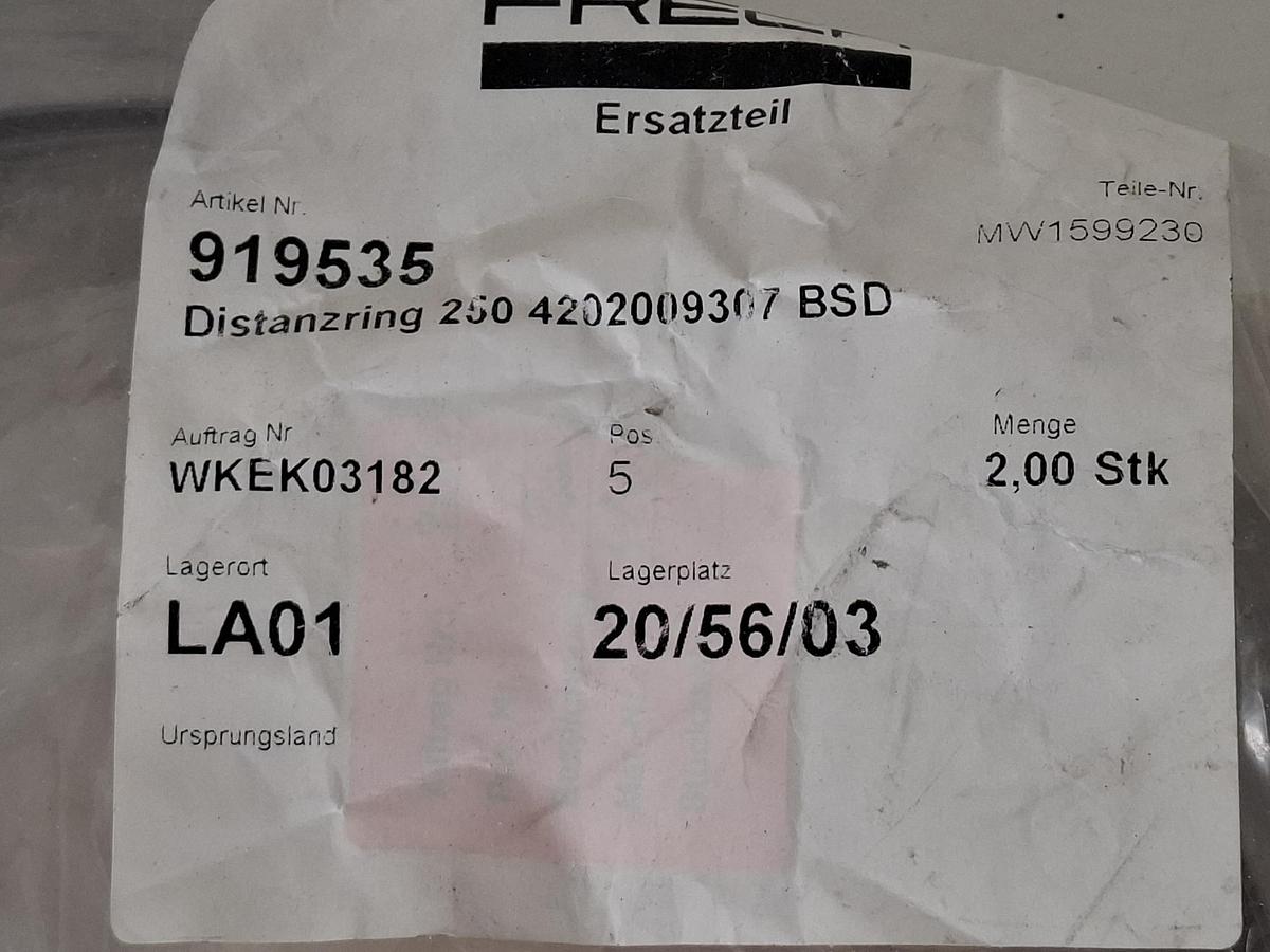4 Stück Distanzring für Frech Druckgussmaschine, d250mm, 919535, Frech/Müller Weingarten, neu