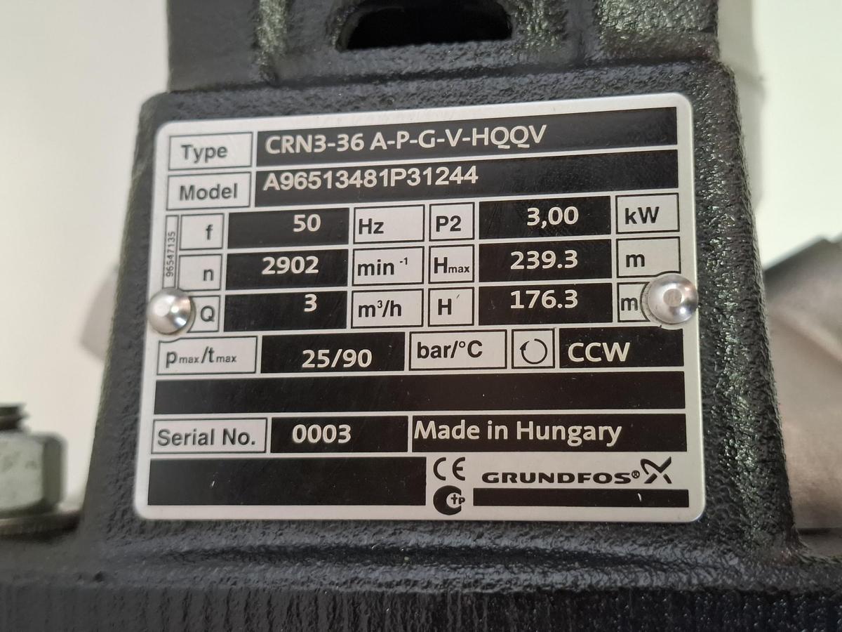 Kreiselpumpe, CRN3-36-A-P-G-V-HQQV, Grundfos, neu