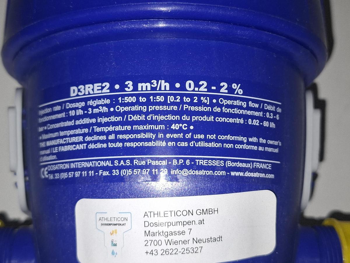 Proportionaldosierer, D3RE2 VF, 3m³/h, 0,2-2%, Dosatron, neu