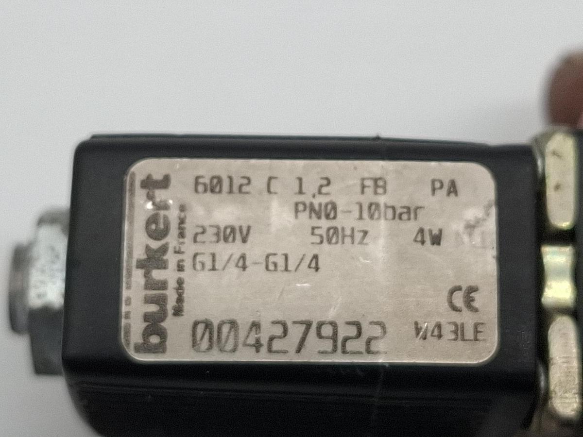 Gebraucht 2 Stück Magnetventile, 6012 C1,2 FB PA, Bürkert, gebraucht-Funktionszusicherung