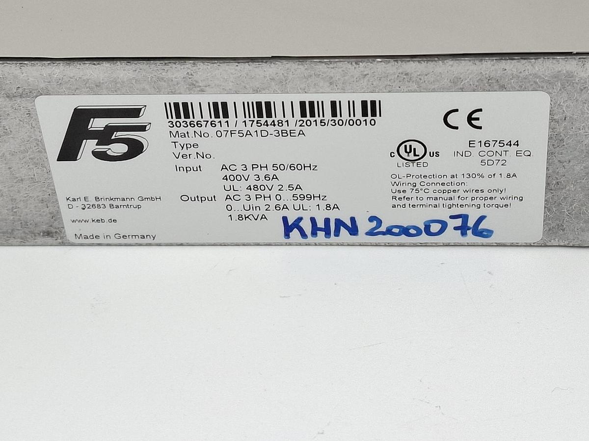 Frequenzumformer Combivert F5, 1,8 KVA, 07F5A1D-3BEA, KEB, neuwertig