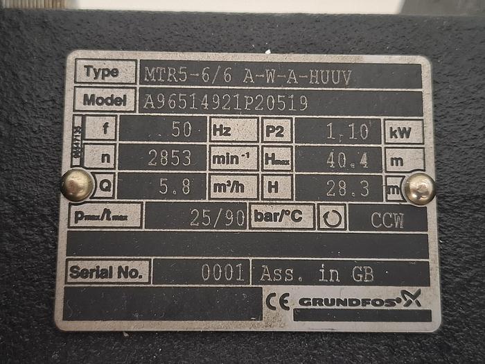 Eintauchpumpe ohne Motor, MTR5-6/6 A-W-A-HUUV, 1,1KW, 40m, 5,8m³/h, Grundfos, neuwertig