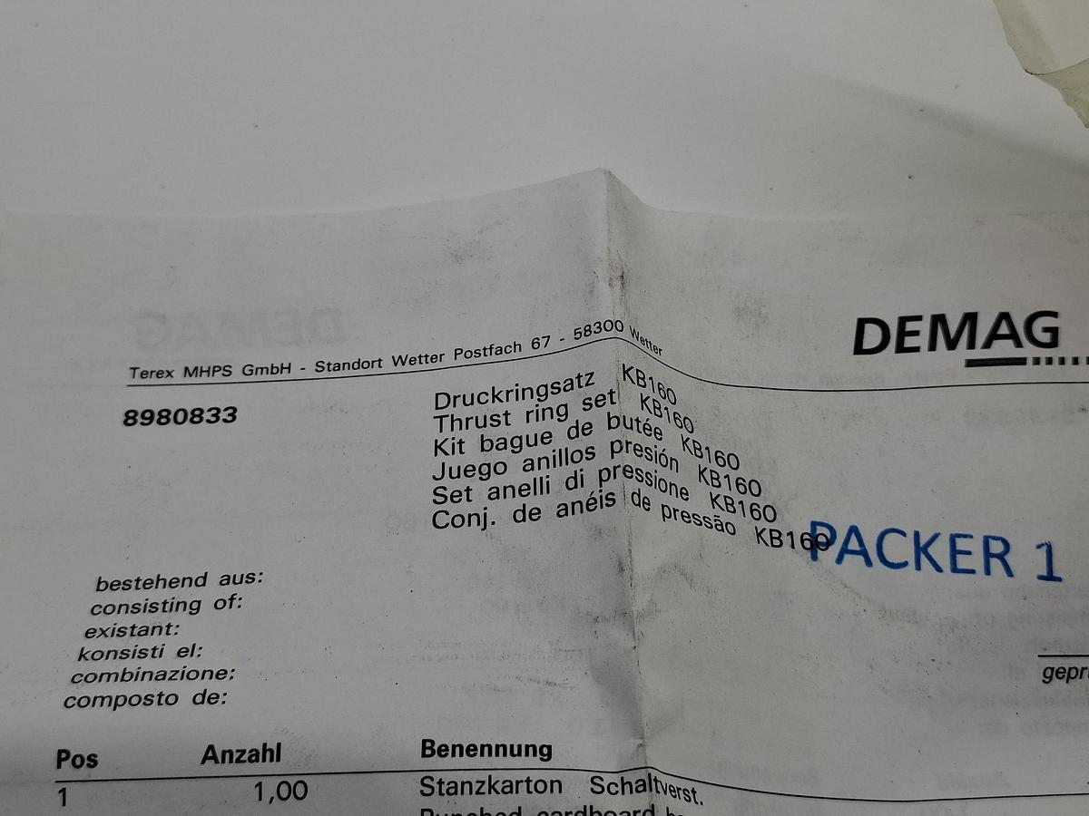 Druckringsatz, KB160, 8980833, Demag, neu