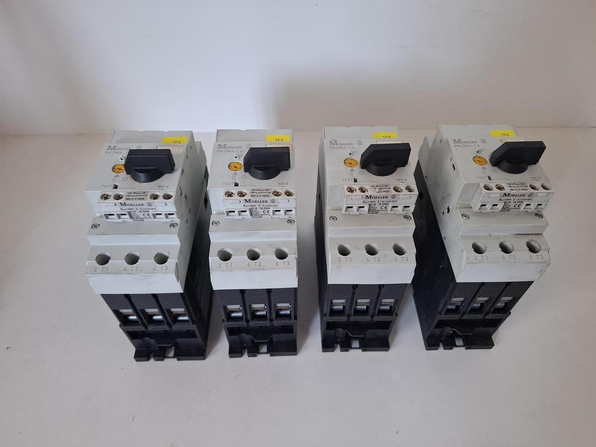 Gebraucht 2 Stück Motorschutzschalter, PKMZ4-16 NHI-E, Möller / Eaton, gebraucht