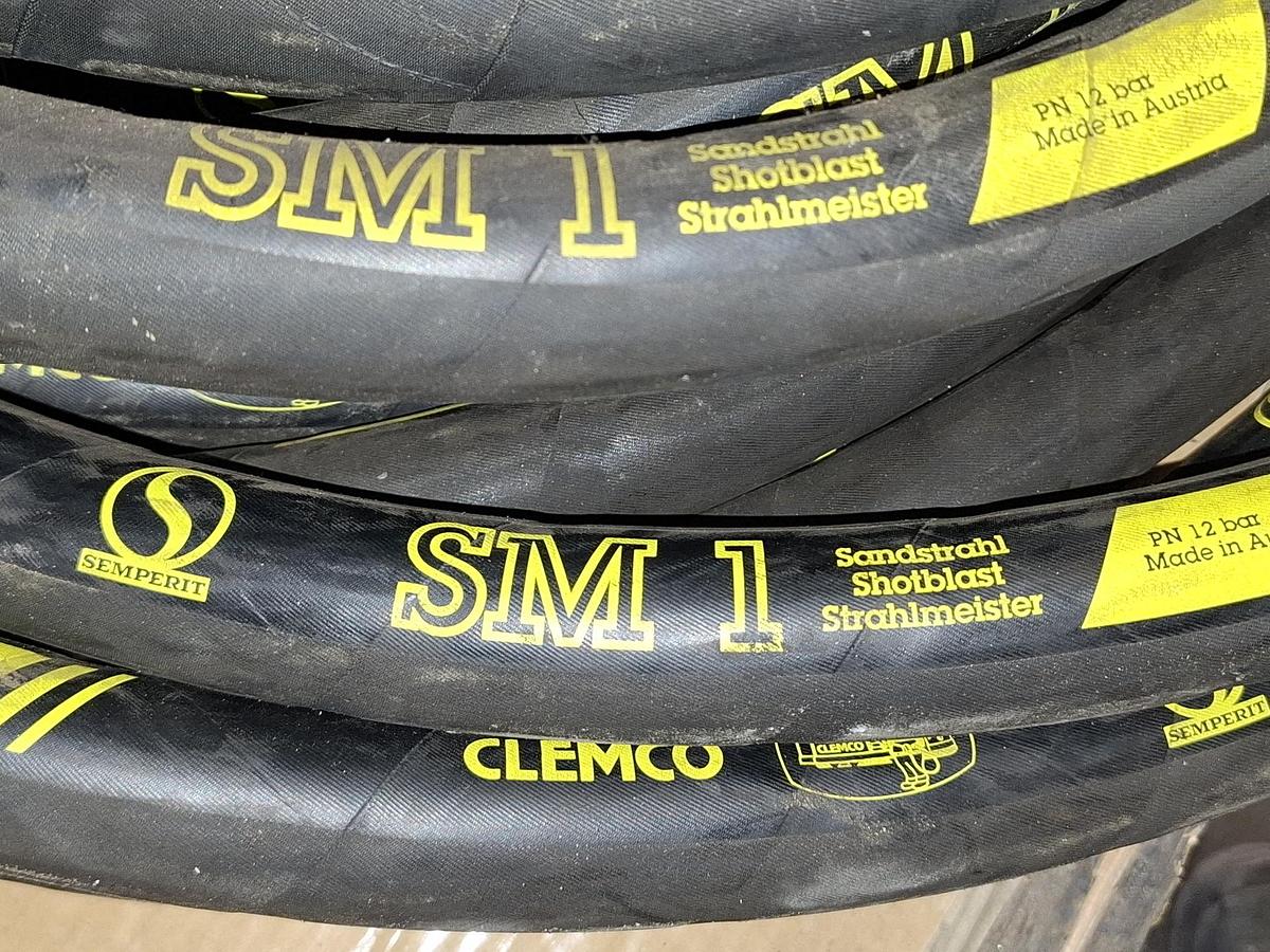 Gebraucht 35m Sandstrahlschlauch, Clemco SM1, DN25mm, 12bar, d25x7mm, Semperit, neuwertig -60%