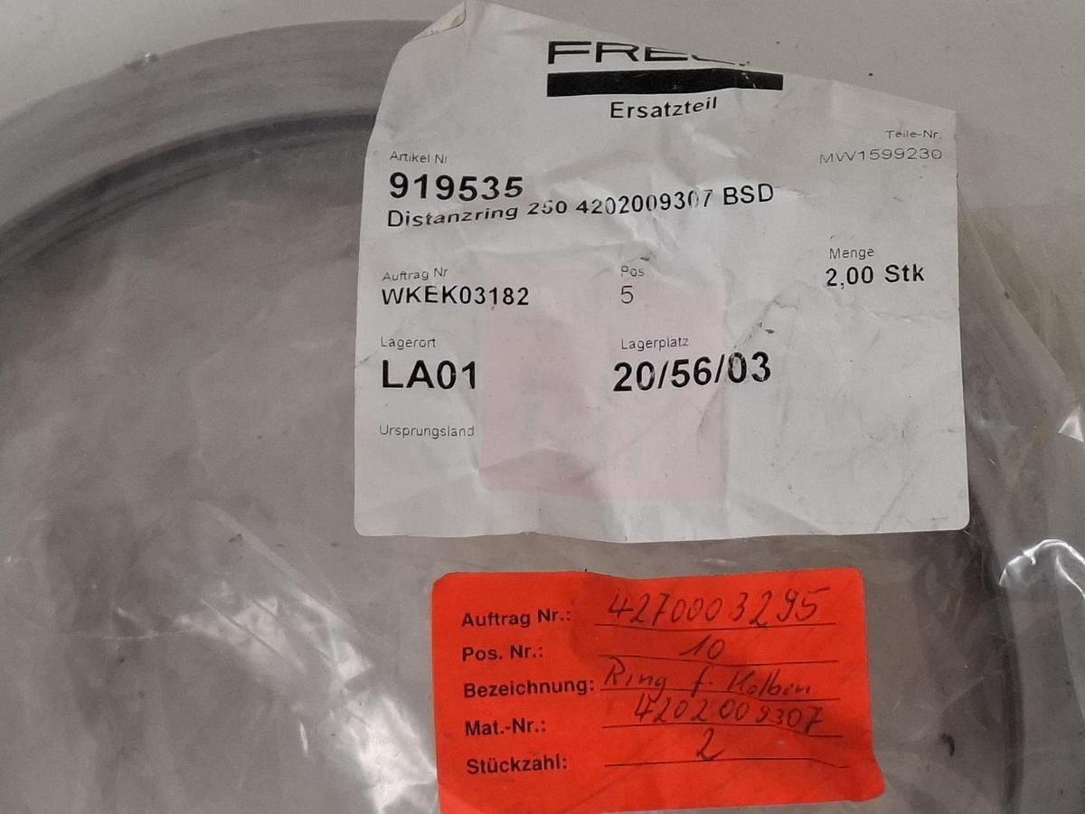 4 Stück Distanzring für Frech Druckgussmaschine, d250mm, 919535, Frech/Müller Weingarten, neu