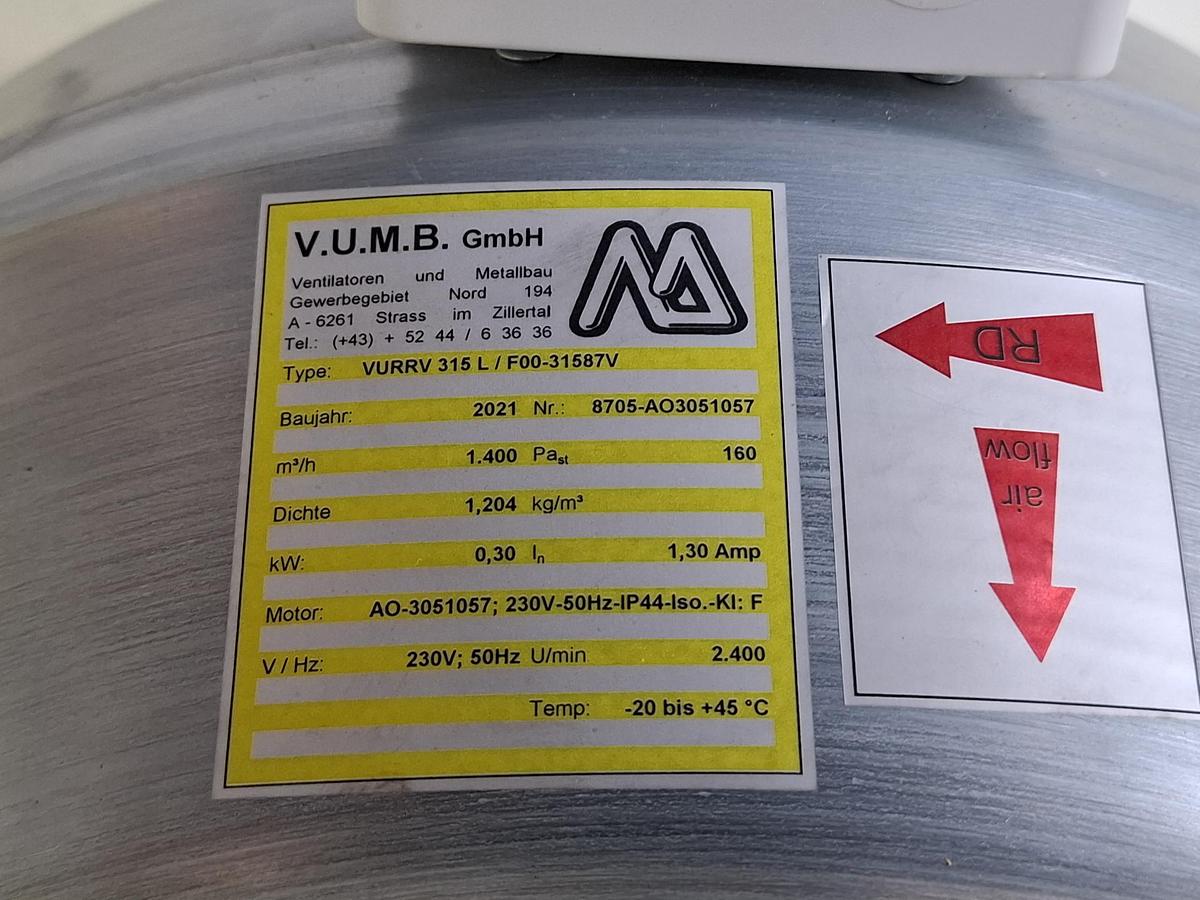 Rohrventilator, VURRV 315 L /F00-31587V, V.U.M.B., neu