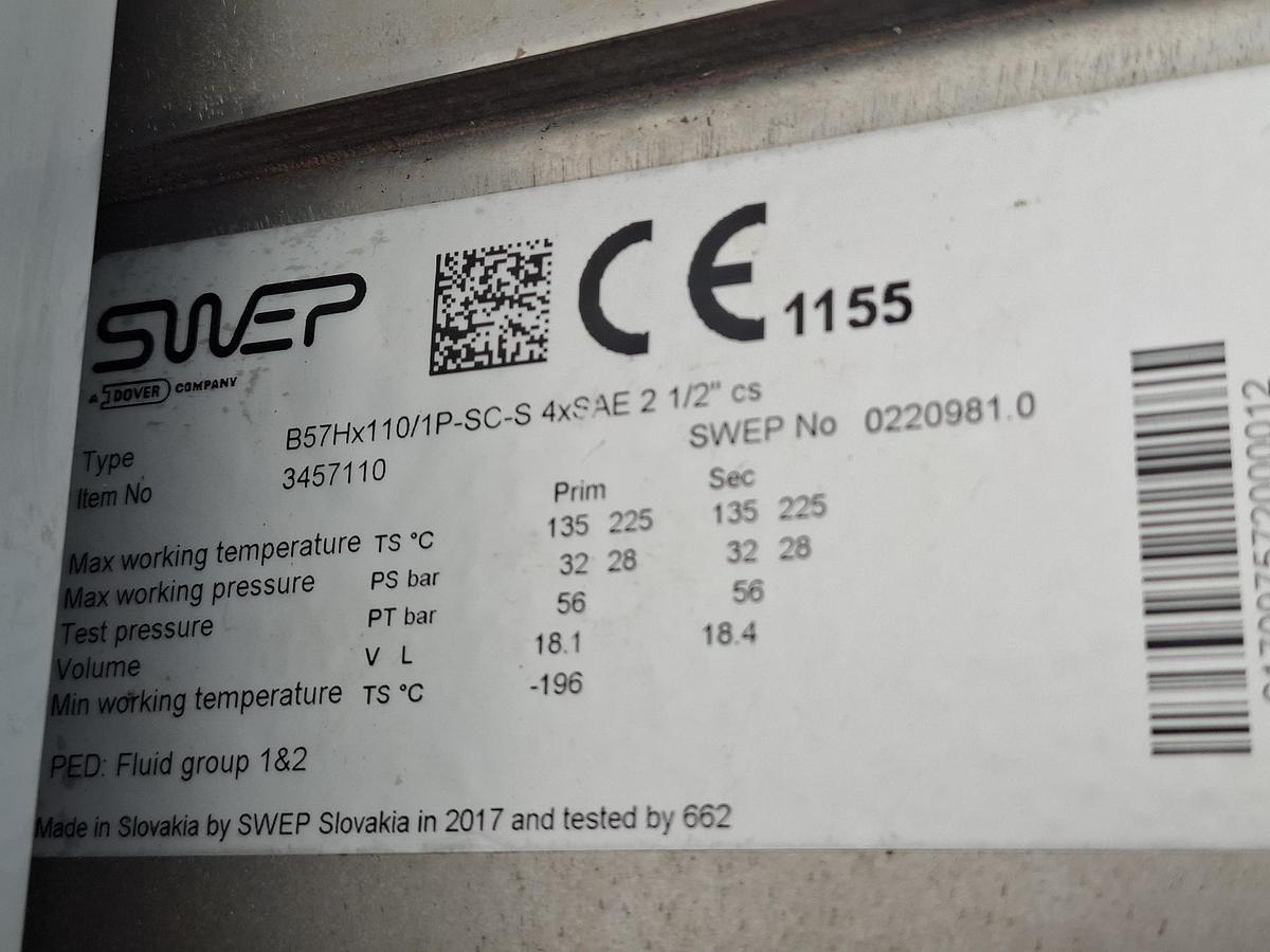 Gebraucht Industrieller Plattenwärmetauscher, B57Hx110/1P-SC-S, SWEP, gebraucht-Funktionszusicherung