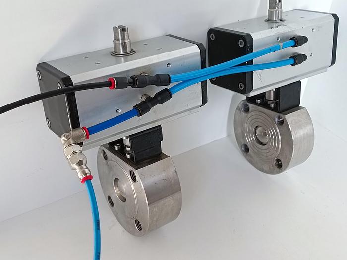 Gebraucht Edelstahl Kompakt Kugelhahn mit Pneumatikantrieb, getestet, DN32, Omol, gebraucht