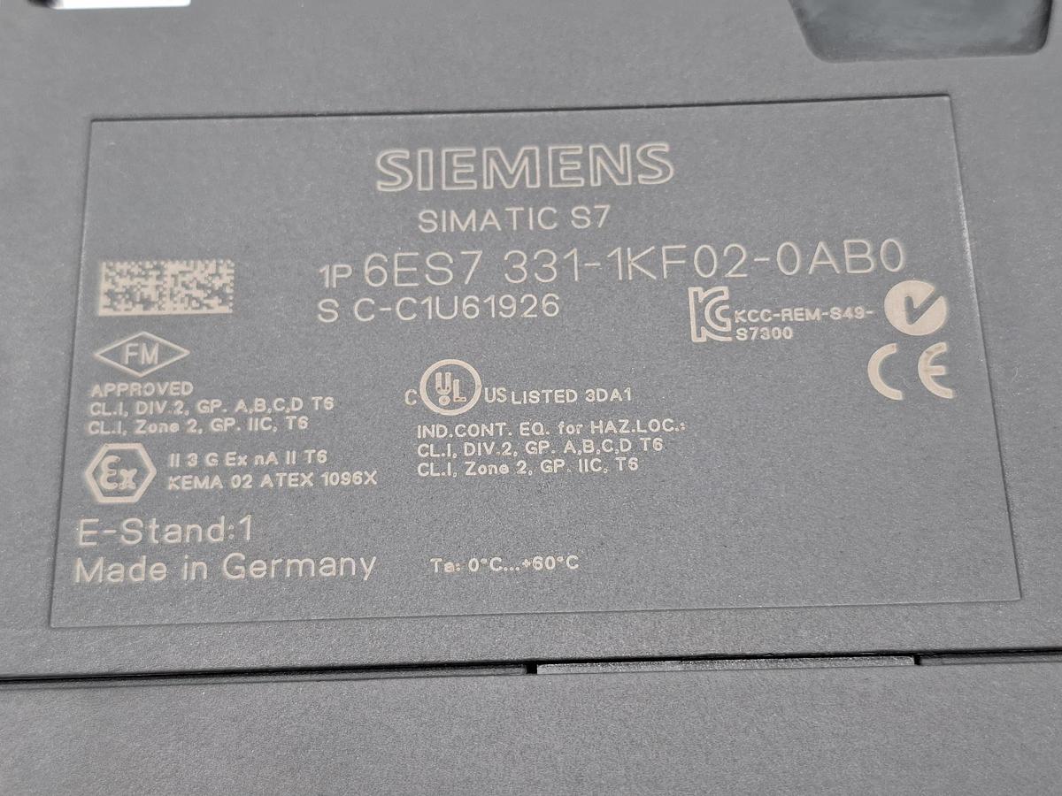 Gebraucht 1 Stück Analogeingabe SM331, 6ES7 331-1KF02-0AB0, Siemens, gebraucht-Funktionszusicherung