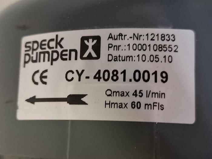 Normal saugende Kleinpumpe, 60m, 45L/min, CY-4081-0019, Speck Pumpen, neu