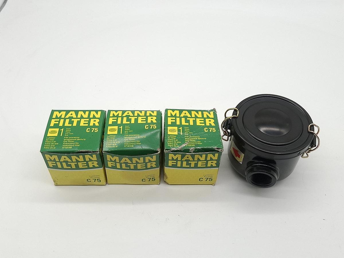 Kompletter Luftfilter + 3 Filtereinsätze, 45 009 72 105, C75, Mann + Hummel, neu